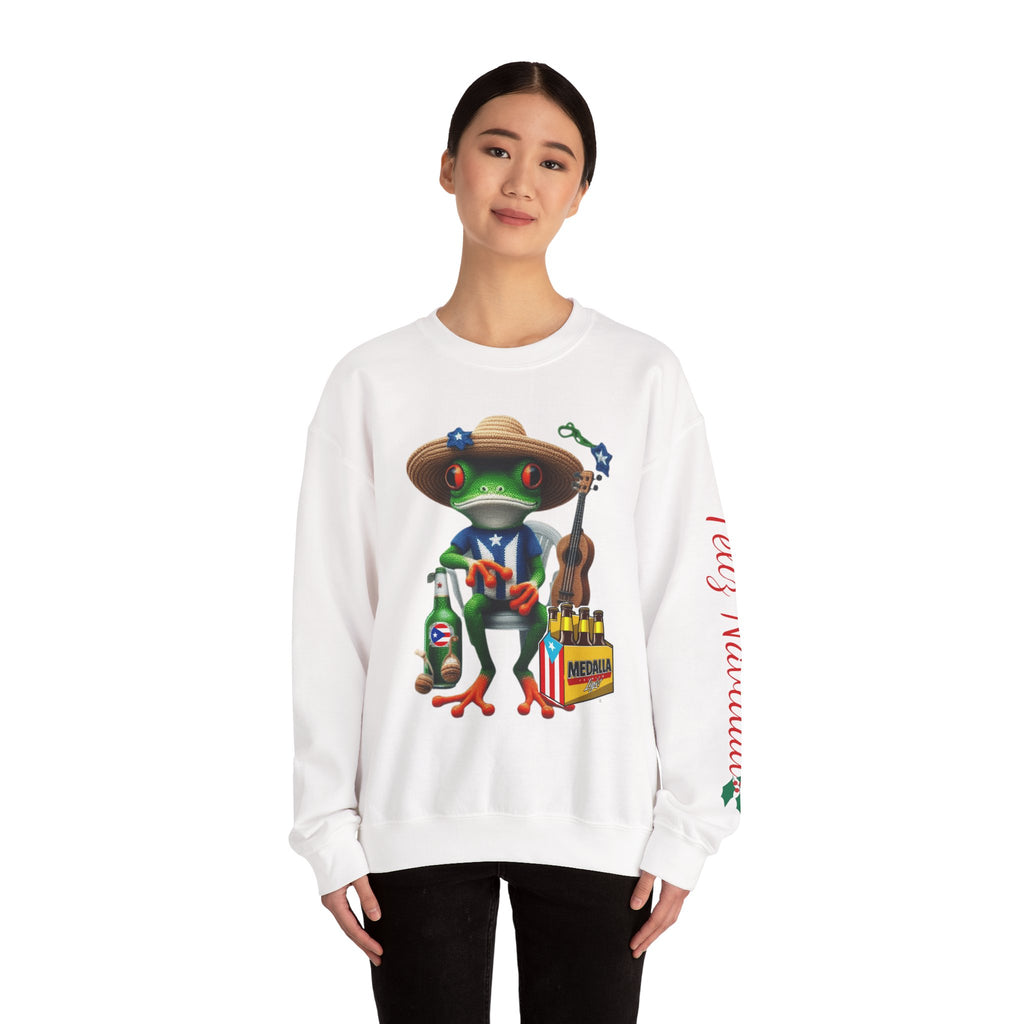Frog Coqui Crewneck Sweatshirt – Coquito y Medalla Puerto Rican Vibes