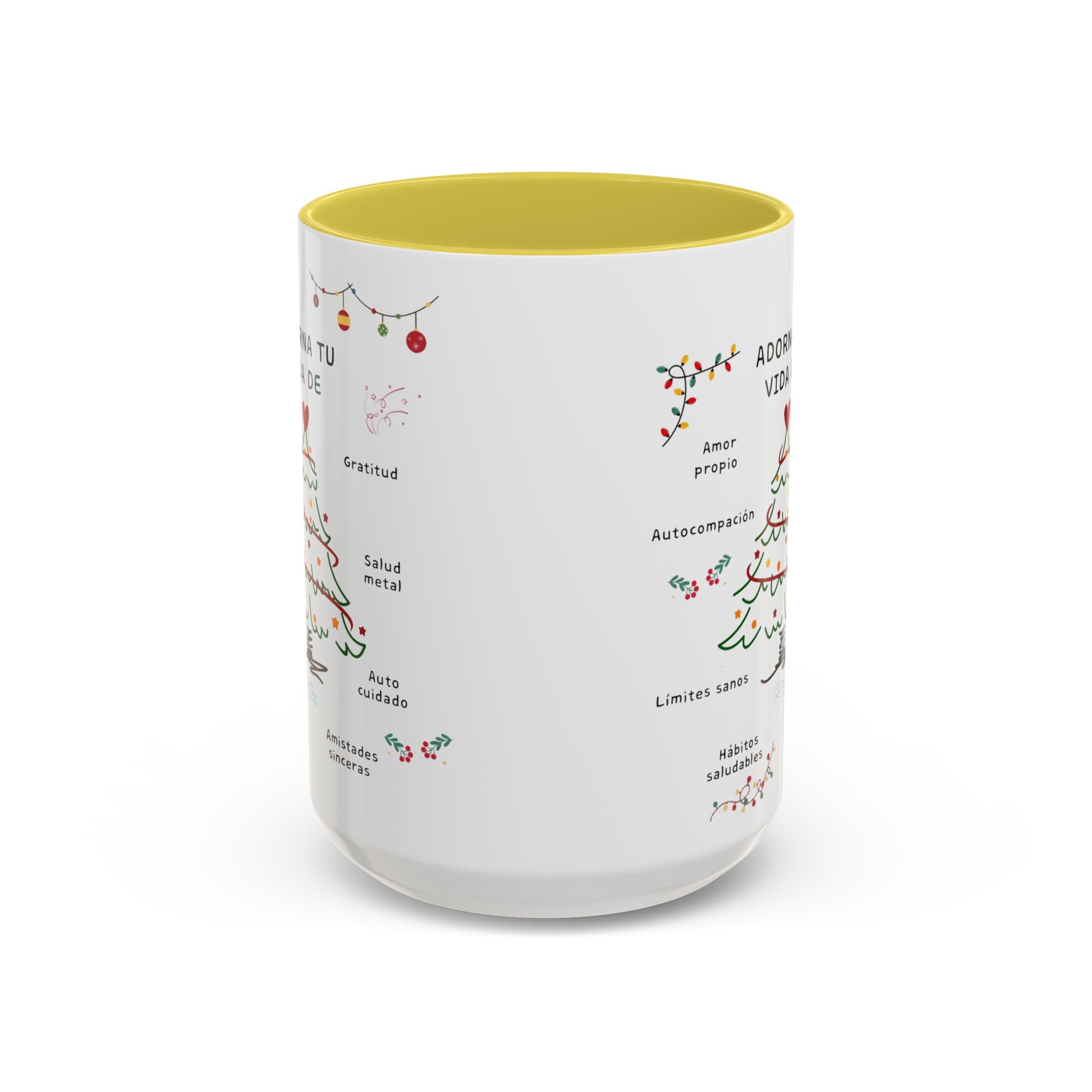 Mug — 'Adorna Tu Vida' Christmas Tree Spanish Holiday Coffee Mug (11oz/15oz)