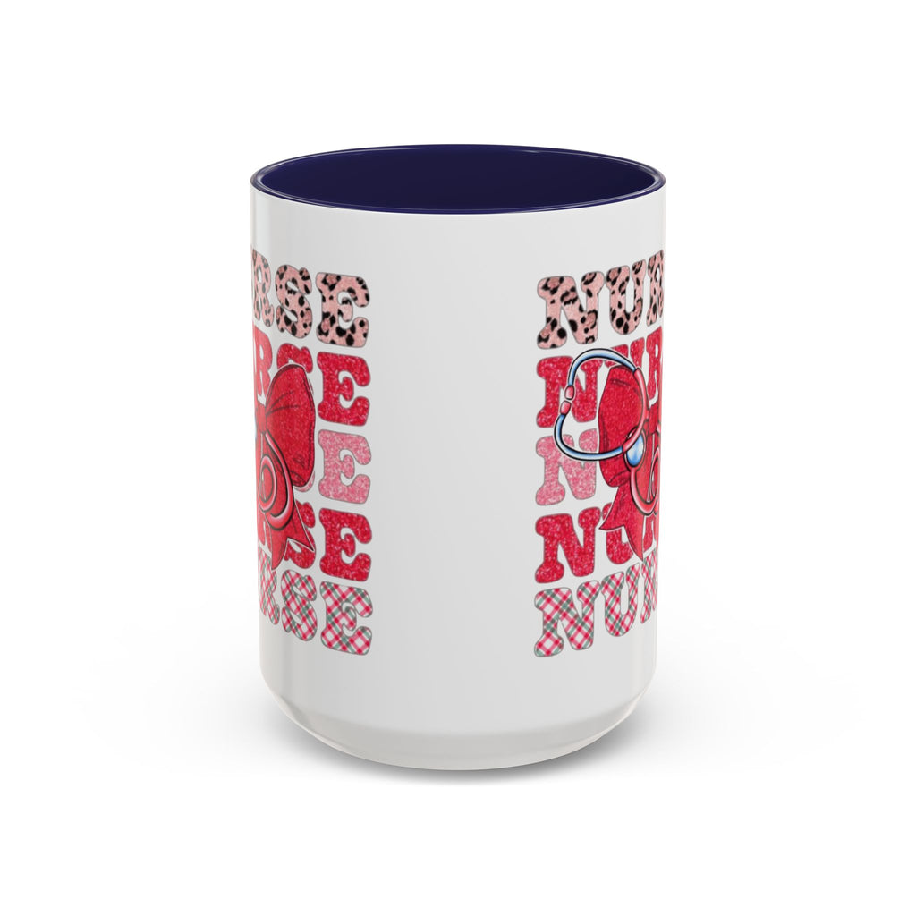 Nurse Stethoscope Bow Accent Coffee Mug — Cute Leopard & Plaid Healthcare Gift (11/15oz) Medical Christmas Mug