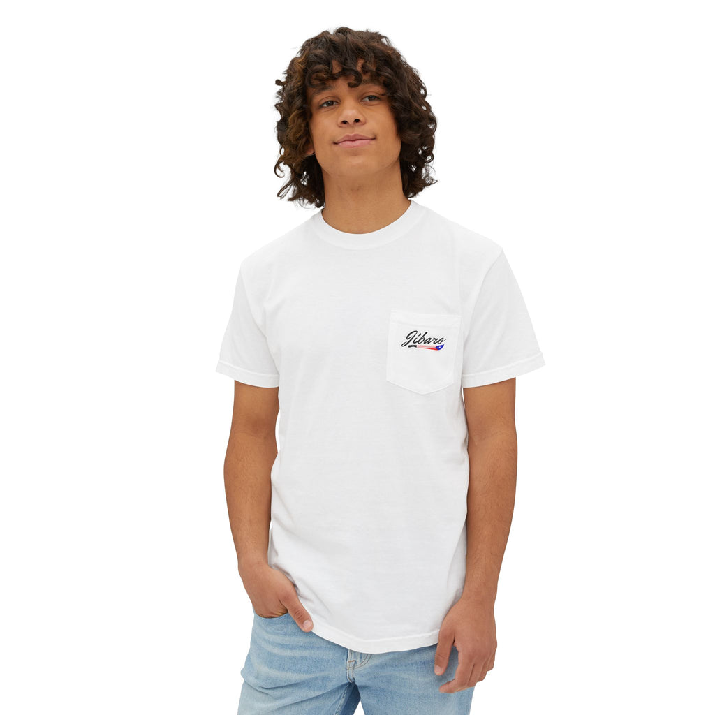 Jibaro Pocket TShirt Unisex Garment-Dyed Tee for Cultural Pride Puerto Rico Embroidered TShirt & Unisex Crewneck Sweatshirt