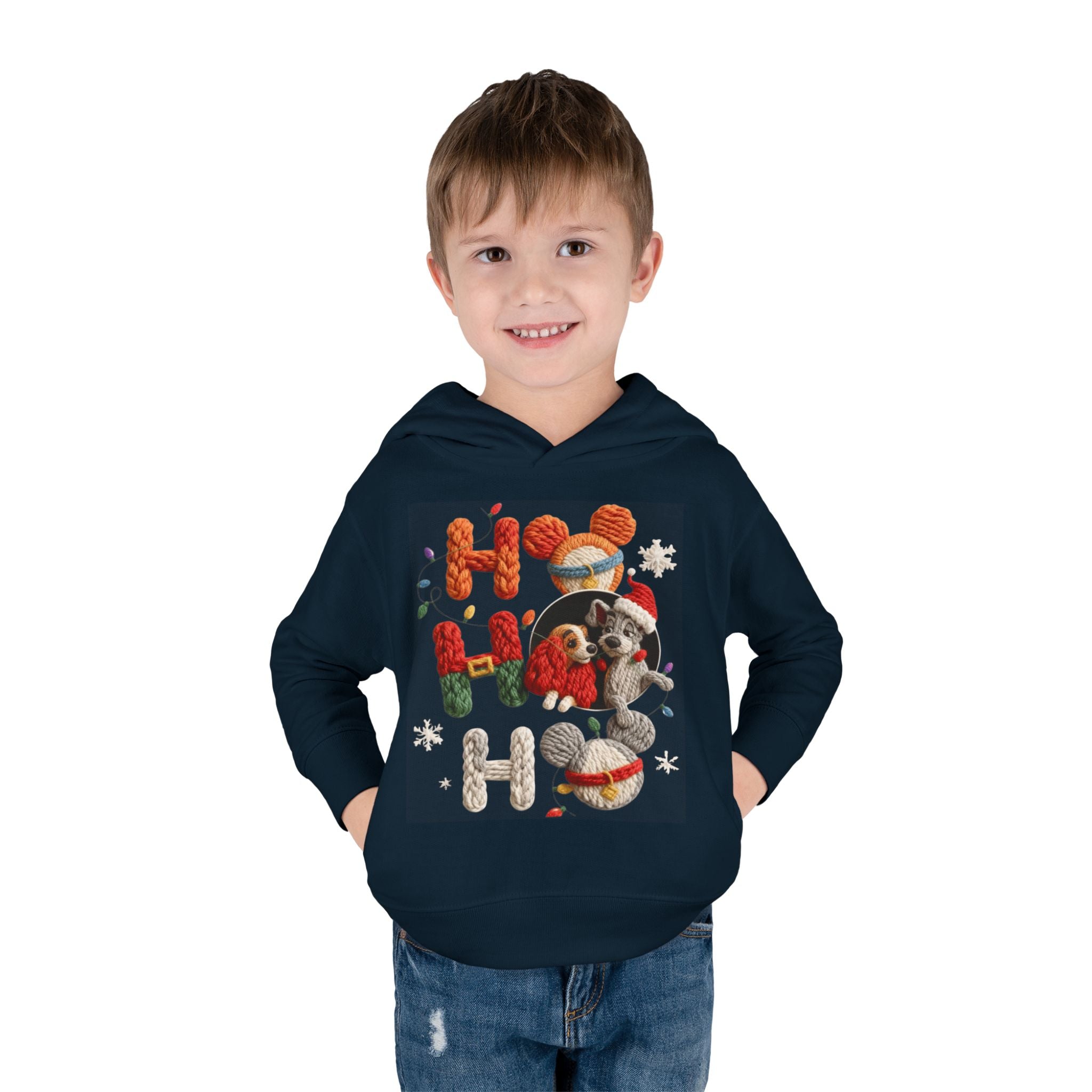 Toddler Hoodie "Ho Ho Ho" Festive Raccoon Christmas Pullover