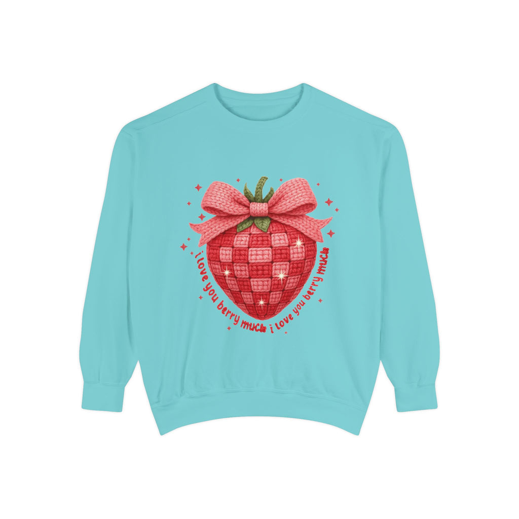 Strawberry Bow Sweatshirt  "I Love You Berry Much" Cute Valentine Pullover