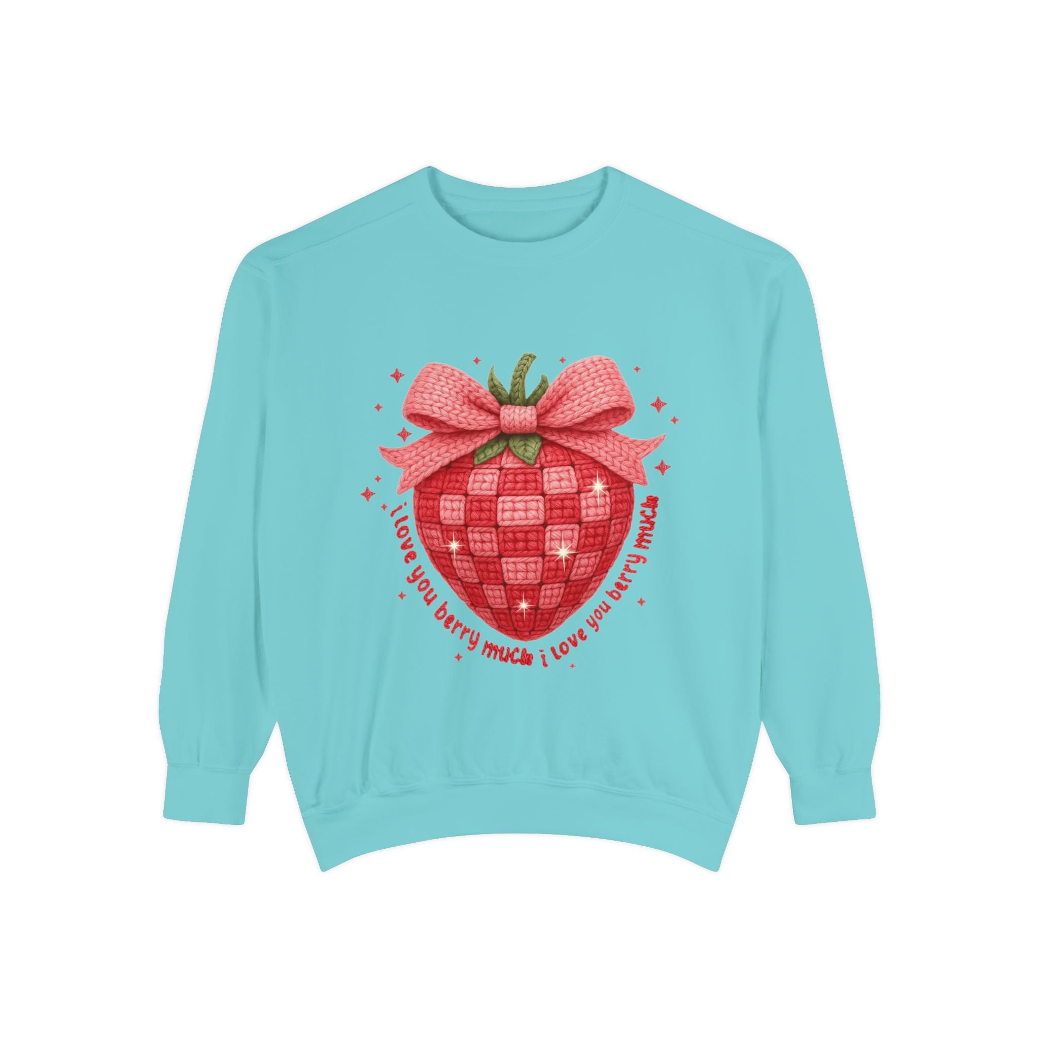 Strawberry Bow Sweatshirt  "I Love You Berry Much" Cute Valentine Pullover