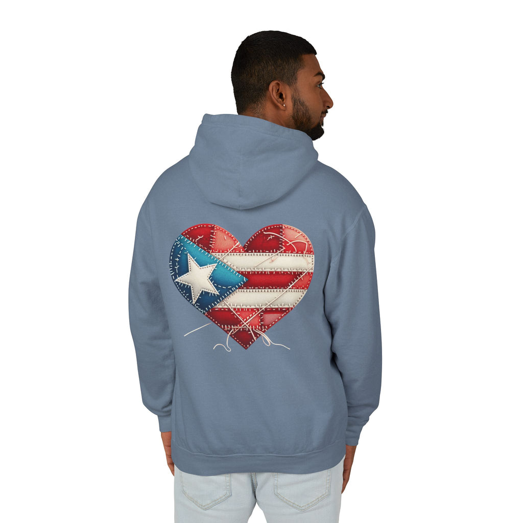 Jíbara Hoodie — Puerto Rican Heart Flag Lightweight Hooded Sweatshirt