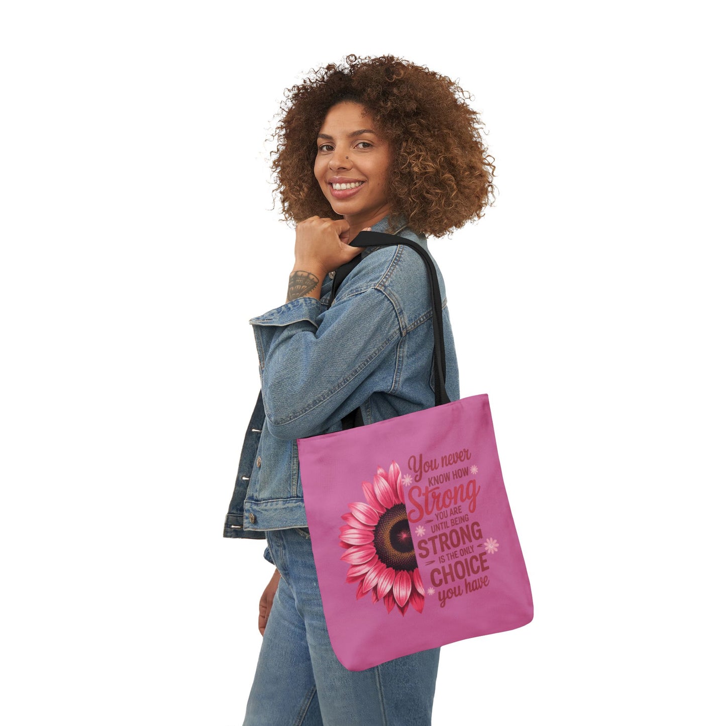 Cancer Survivor Hope Collection Inspirational Canvas Tote Bag with Floral Design