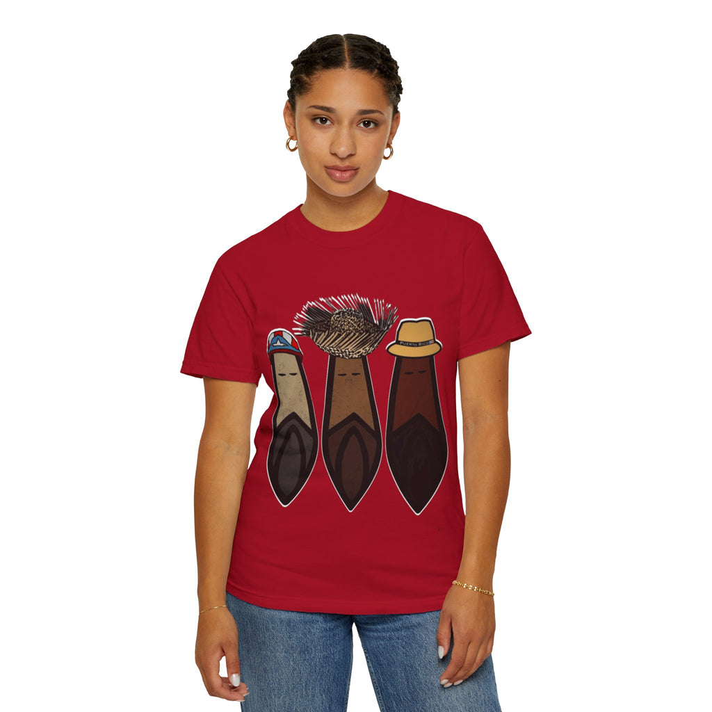 Puerto Rican Batey Cabin T-Shirt  Three Masks & Rustic House Graphic Tee Puerto Rico Navidades