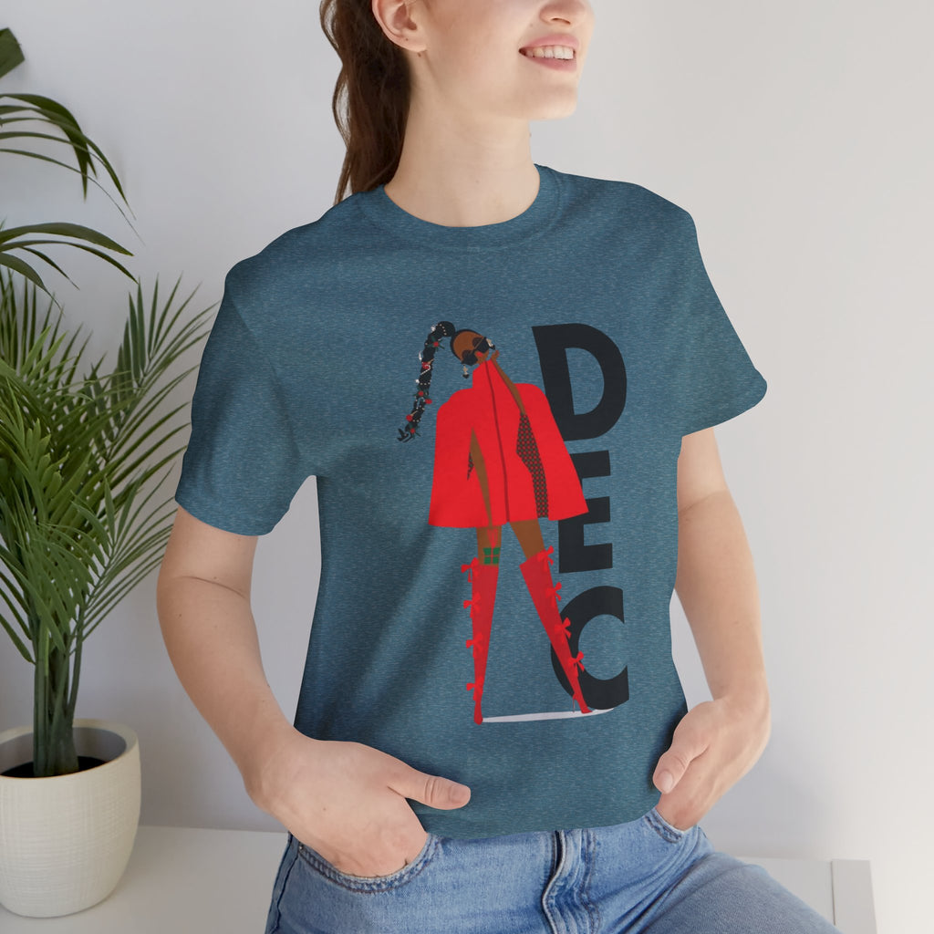 December Fashion Tee  Red Coat Model Graphic Shirt