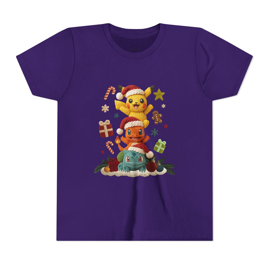 Kids Holiday Tee  Cute Stacked cartoon Characters Christmas Design