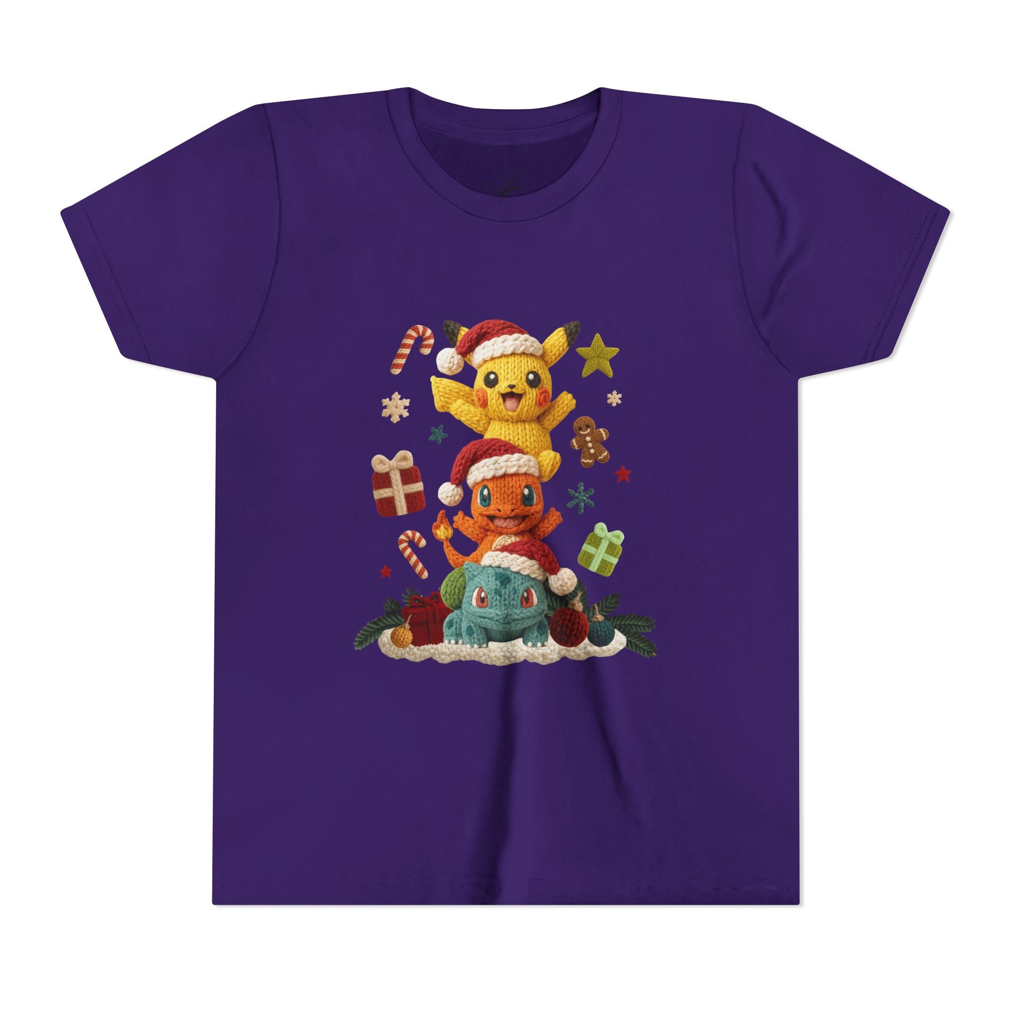 Kids Holiday Tee  Cute Stacked cartoon Characters Christmas Design