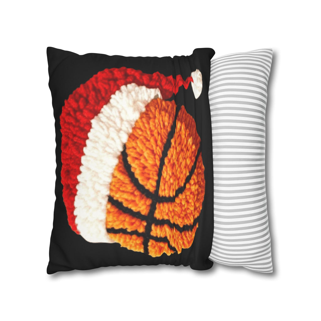 Basketball Christmas Pillowcase — Faux Suede Square Throw Pillow Cover