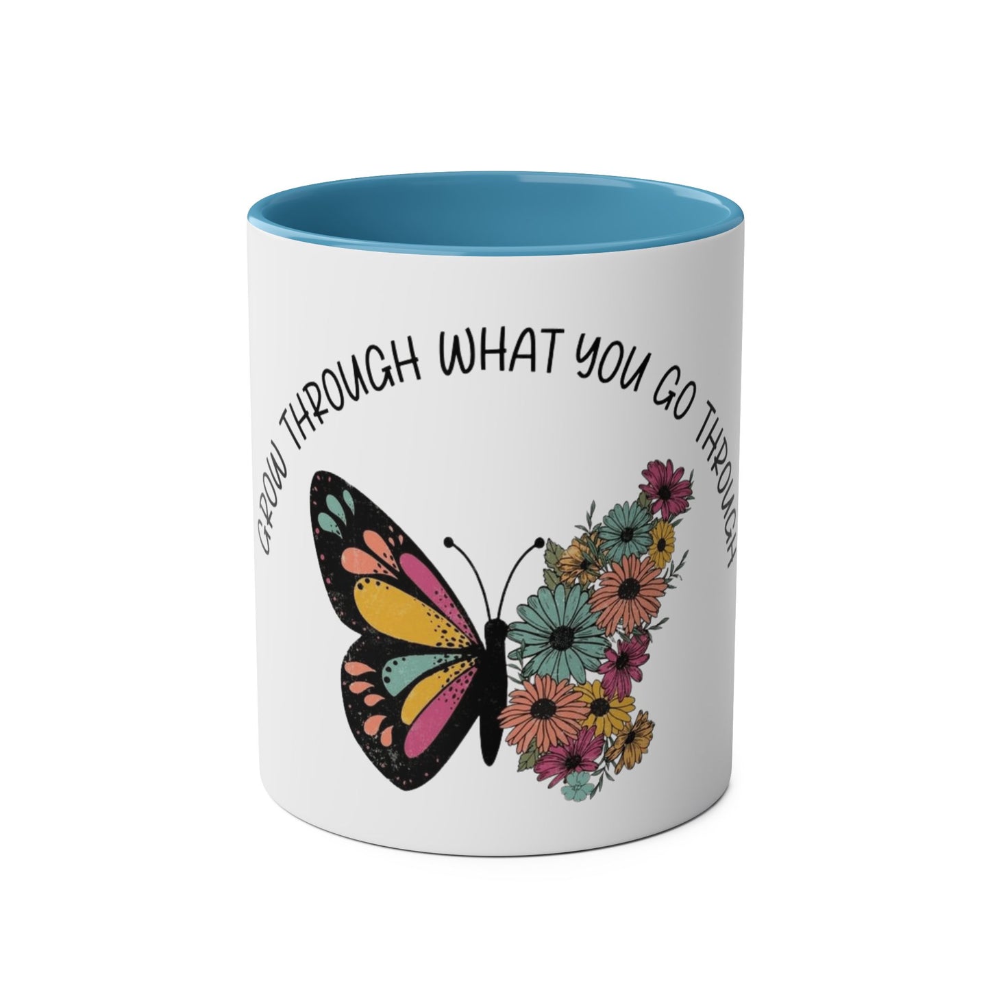 Start your day with meaning. Inspirational Two-Tone Mug for Growth Mindset, Butterfly Design, Coffee or Tea Lover Gift, Motivational Quote, Perfect for Self-Care