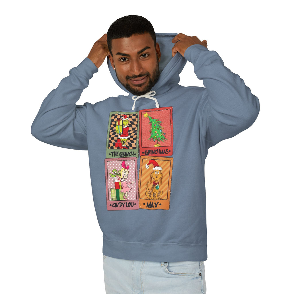 Grinchy Holiday Hoodie  'The Grinch' Christmas Cards Vintage Patch Pullover Cartoon Christmas T-shirts and Sweaters