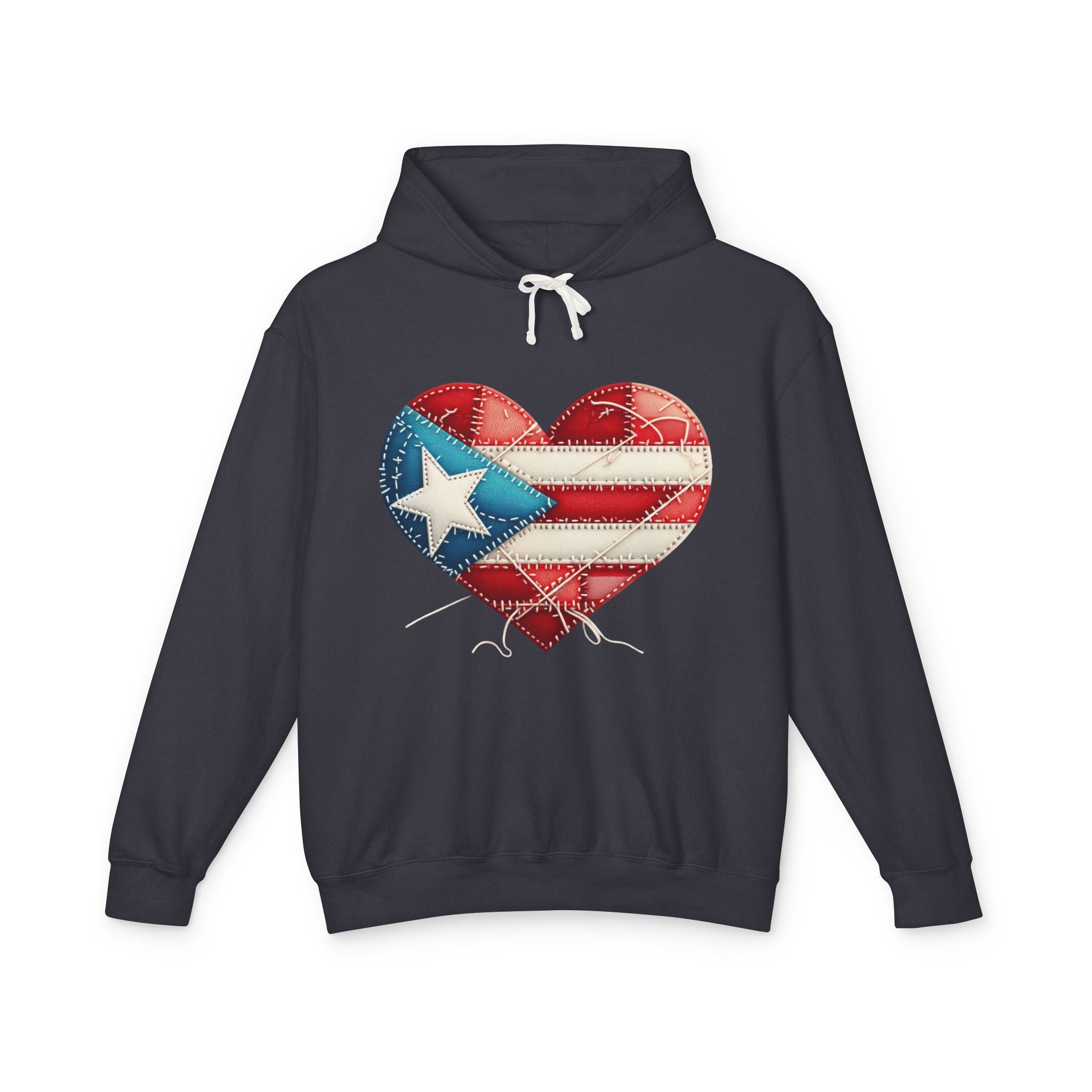 Puerto Rico Heart Flag Hoodie  "Jíbaro" Back Graphic