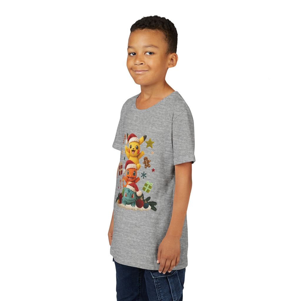 Kids Holiday Tee  Cute Stacked cartoon Characters Christmas Design
