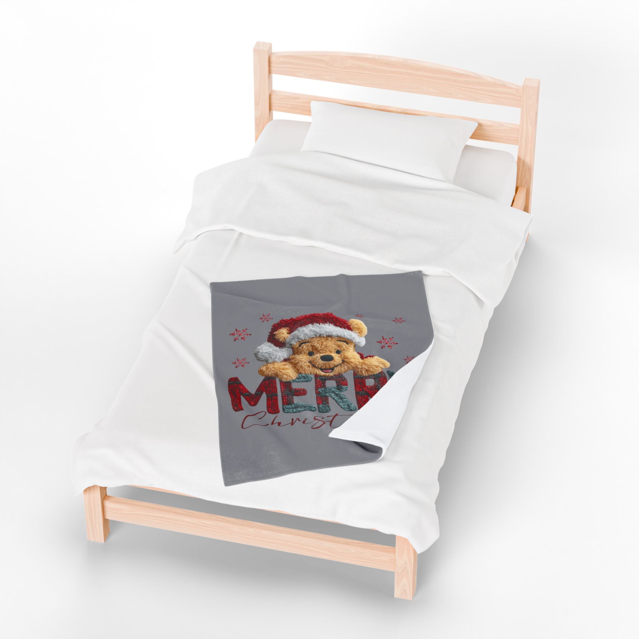 Magical Christmas Cartoon Blanket Merry Christmas Teddy Plush Blanket Soft Velveteen Holiday Throw