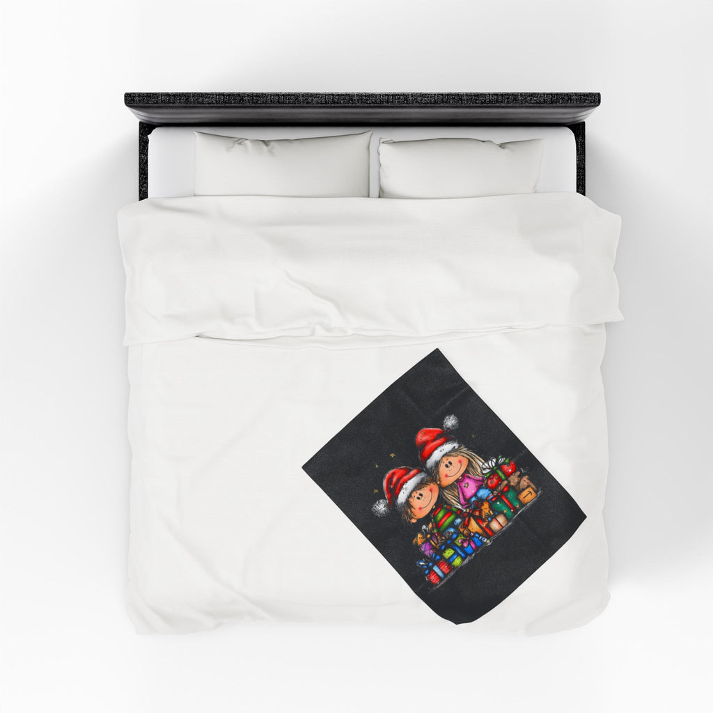 Christmas Kids & Gifts Velveteen Plush Blanket