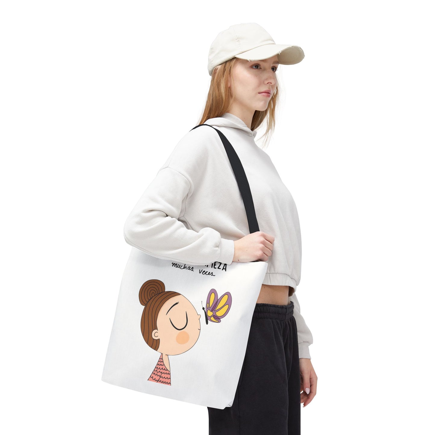 Lleva inspiración contigo a donde vayas, Eco-Friendly Carryall, Motivational Gift, Cute Reusable Shopper, Butterfly Design, Brighten Your Day