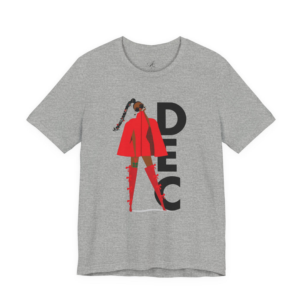 December Fashion Tee  Red Coat Model Graphic Shirt