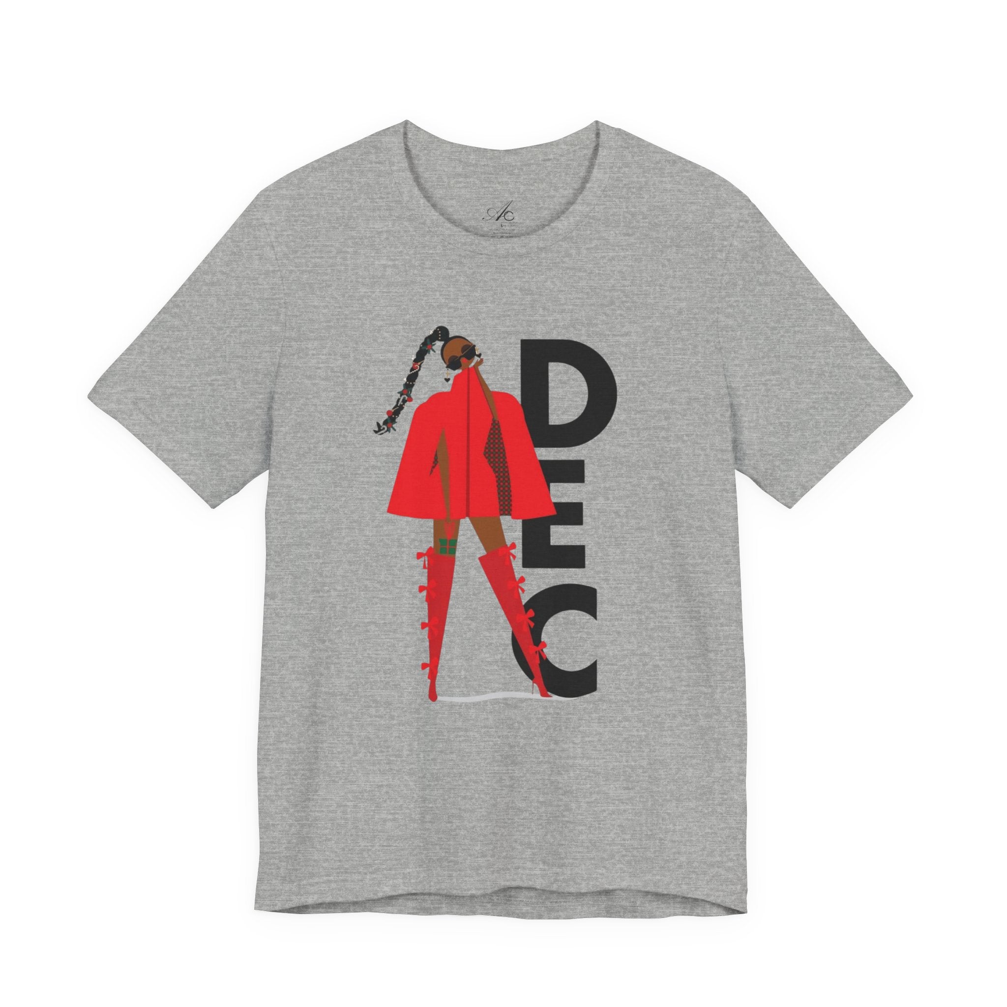 December Fashion Tee  Red Coat Model Graphic Shirt