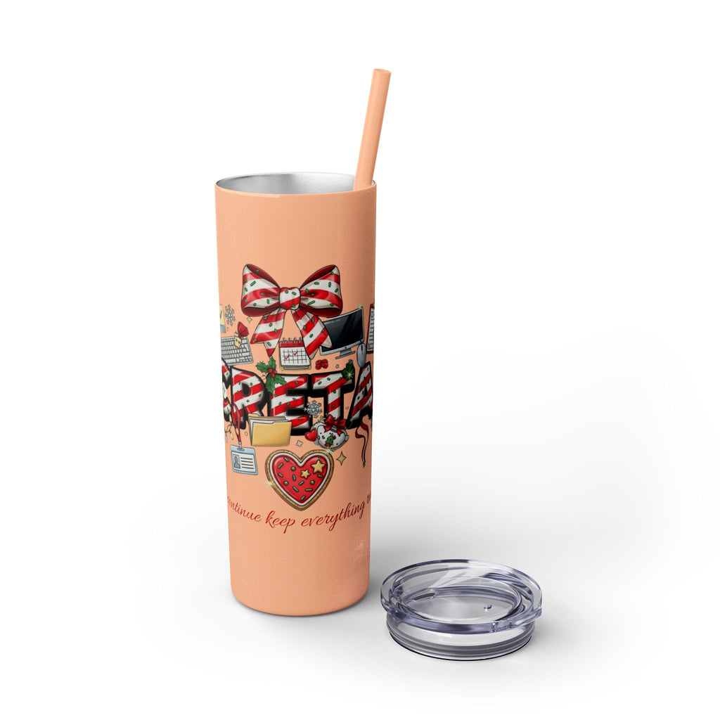 Christmas mug for the office team who keeps everything running smoothly. Candy Cane Christmas Office Secret Santa Design, 20oz with Straw