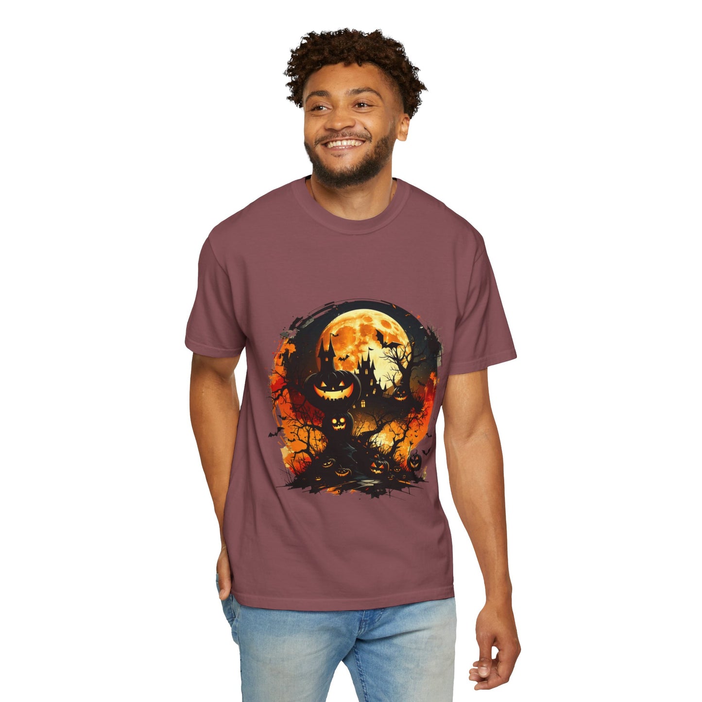 Halloween Moon Graphic T-shirt, Unisex Spooky Shirt, Fall Outfit, October Fest Tee, Halloween Party Wear, Trick or Treat T-shirt