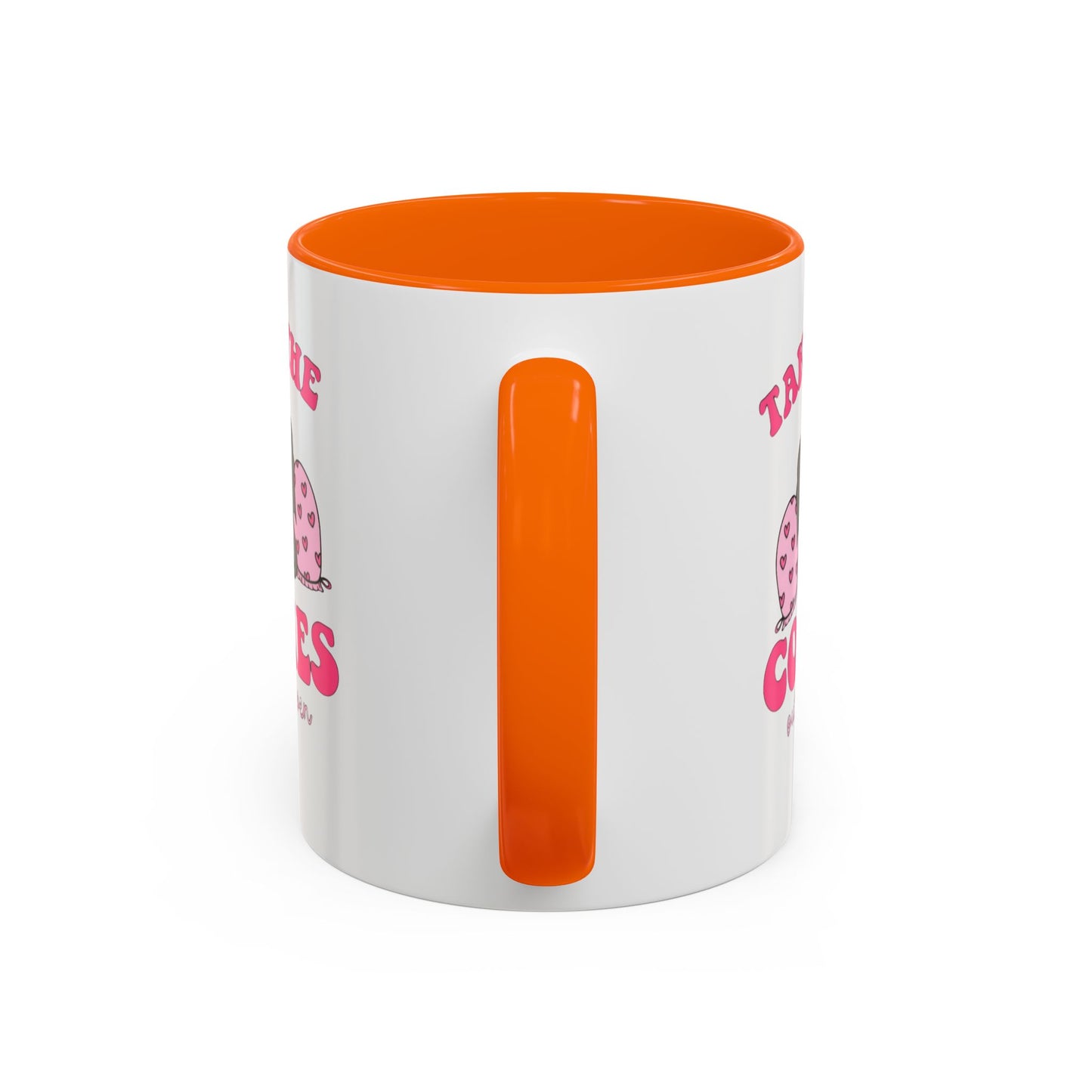Accent Coffee Mug — "Taking the Cookies" Cute Pink Baking Design Coffee Cup for Fun Celebrations