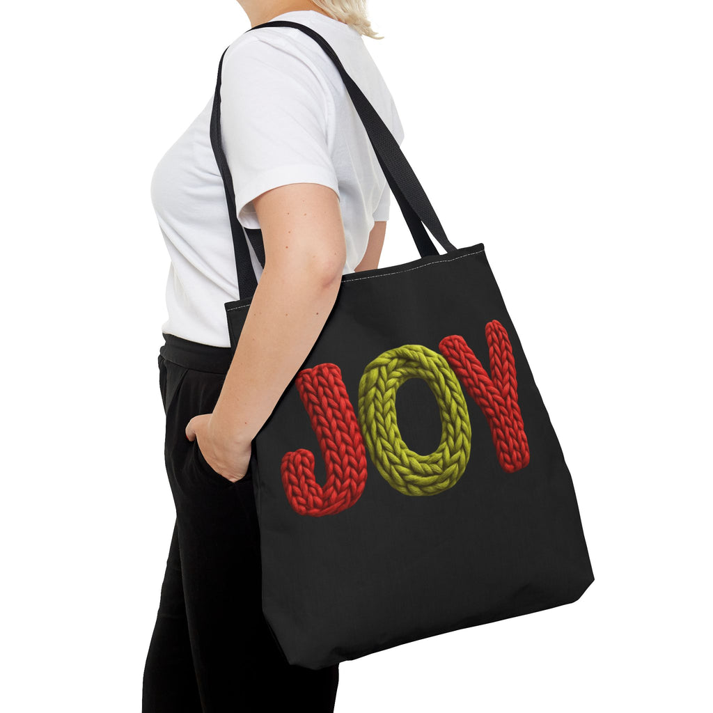 Christmas Tote Bag  Festive Holiday DesigJoy Knit Tote Bag  Colorful 'JOY' Yarn Design, Cozy Holiday Gift Tote
