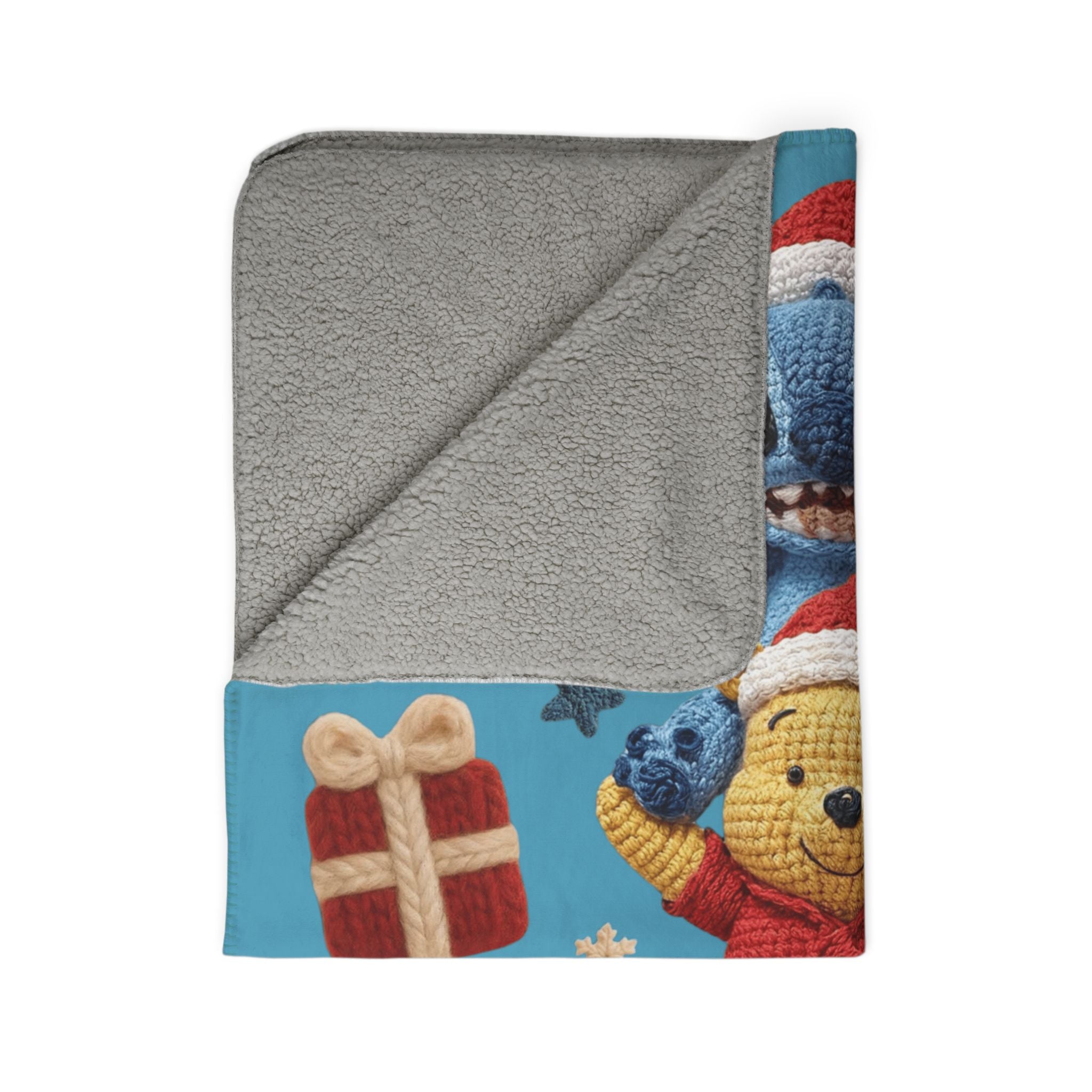Winter Wonderland Cartoon Fleece Blanket Disney Holiday Plush Stack Fleece Sherpa Blanket  Mickey, Winnie & Stitch Christmas Throw