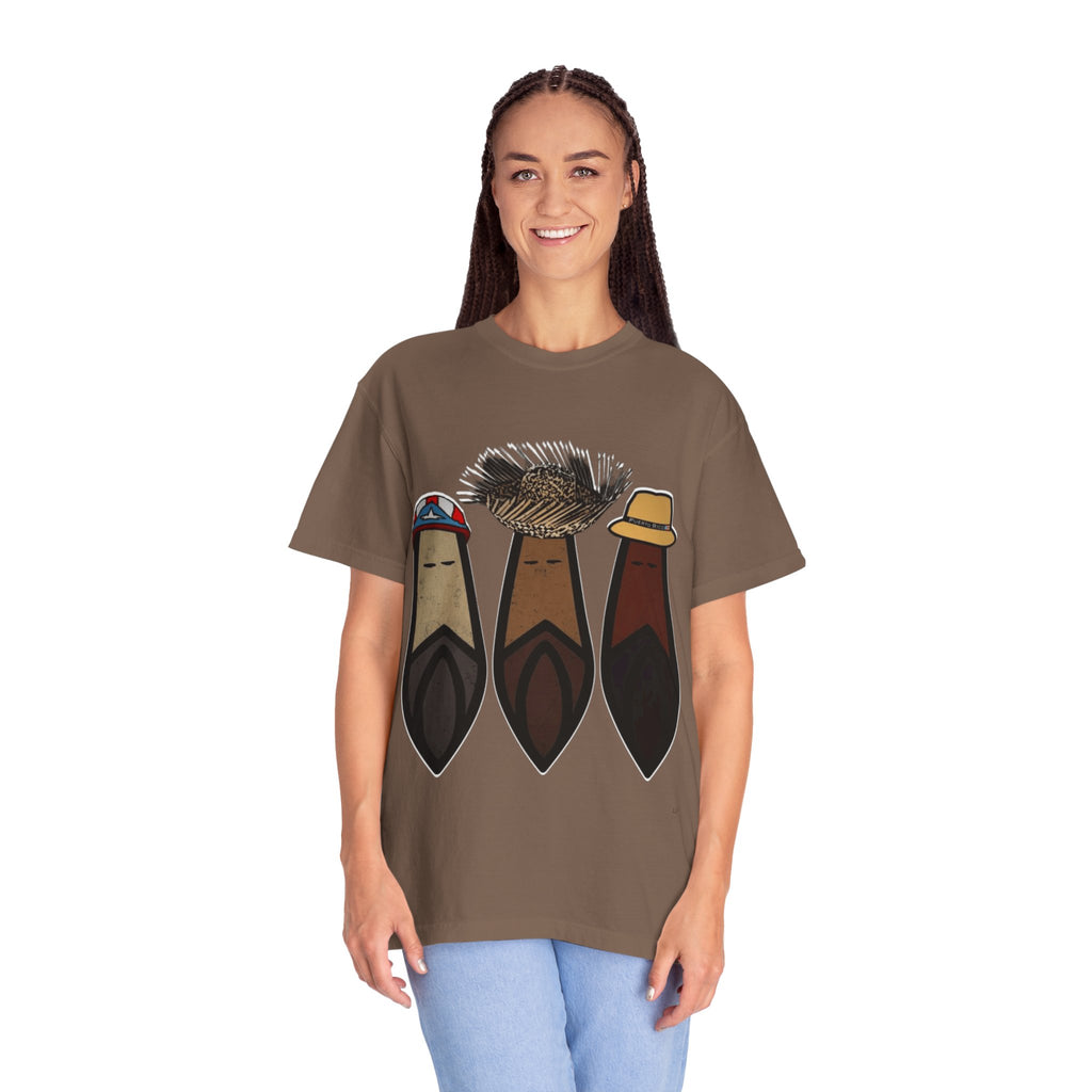 Puerto Rican Batey Cabin T-Shirt  Three Masks & Rustic House Graphic Tee Puerto Rico Navidades