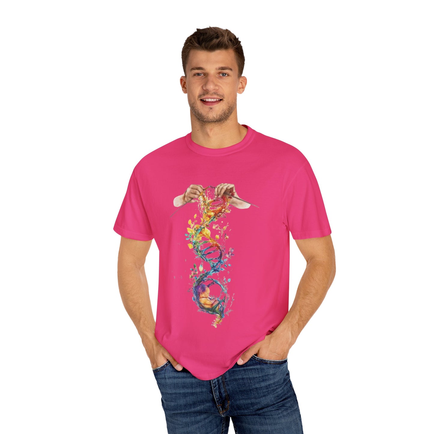 👚 Soft. Stylish. Mom-approved. Order now and gift her something she'll actually wear! Colorful DNA Art Unisex T-shirt, Science Tee, Creative Garment, Gift for Scientists,