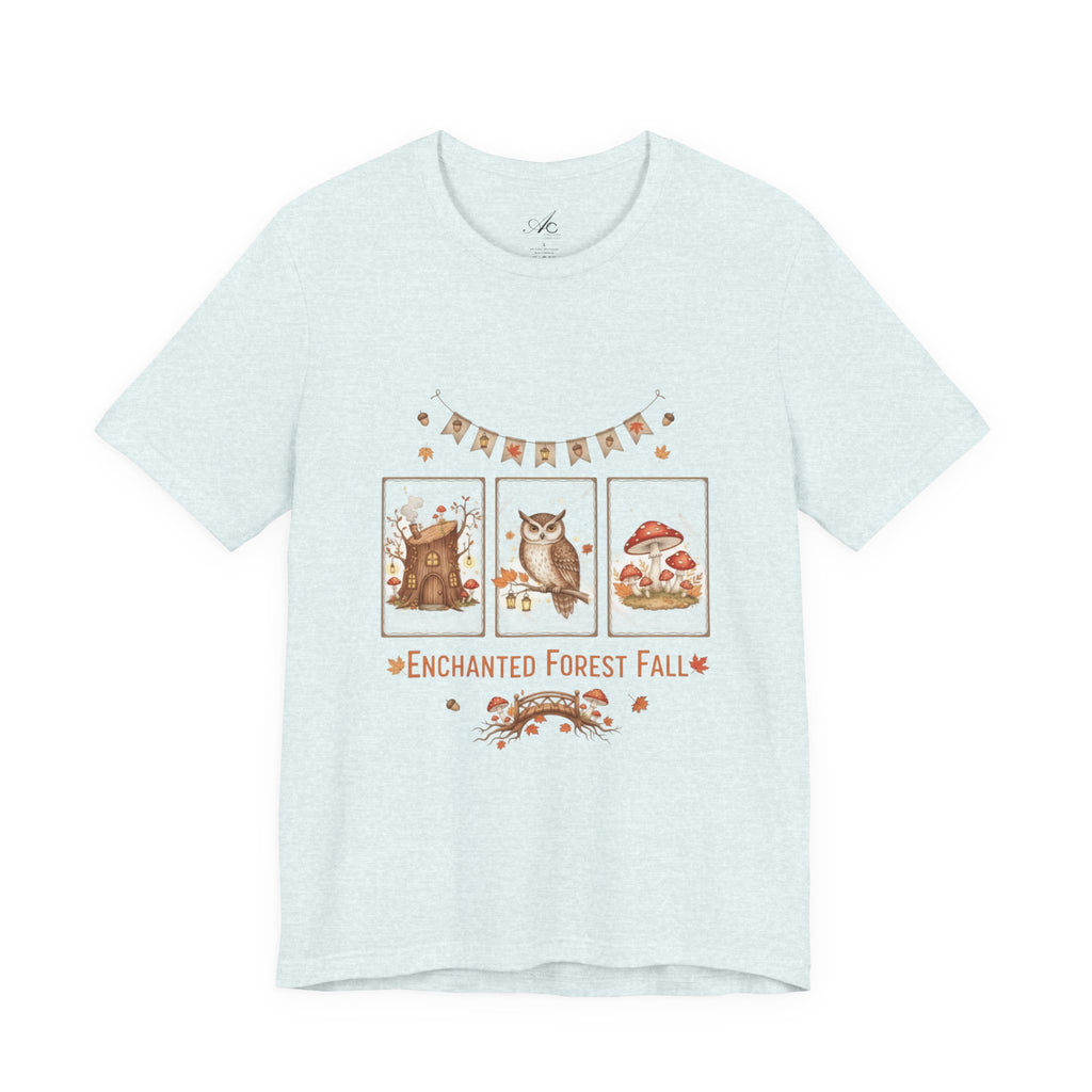 Enchanted Forest Fall Tee, Cute Owl Shirt, Autumn Graphic Tee, Nature Lover Gift, Cozy Fall Apparel, Wildlife T-Shirt, Unisex Fall Top