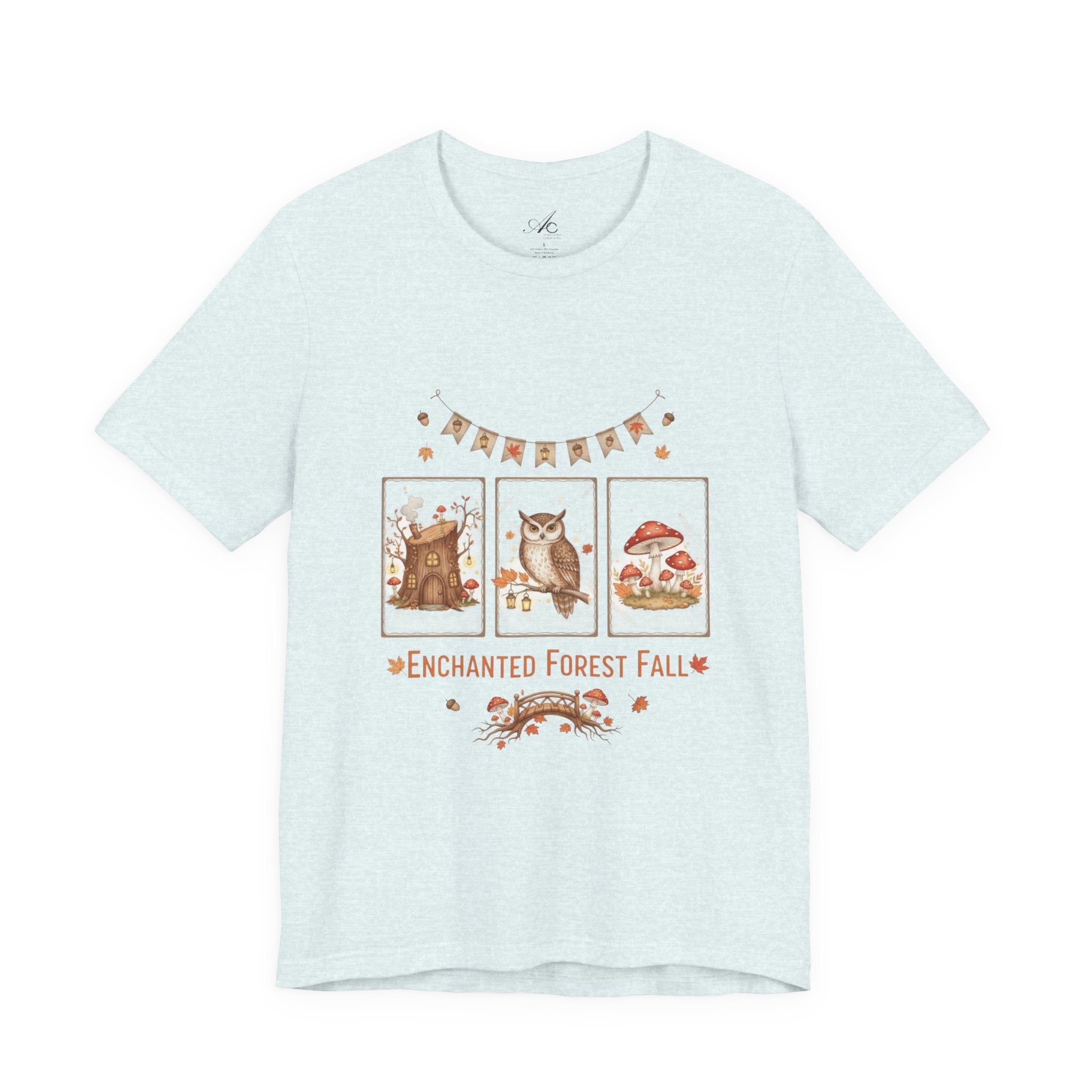 Enchanted Forest Fall Tee, Cute Owl Shirt, Autumn Graphic Tee, Nature Lover Gift, Cozy Fall Apparel, Wildlife T-Shirt, Unisex Fall Top