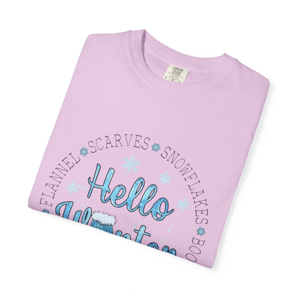 Hello Winter T‑Shirt  Cozy Snowflake Holiday Tee Christmas T-Shirts and Sweatshirts Collection
