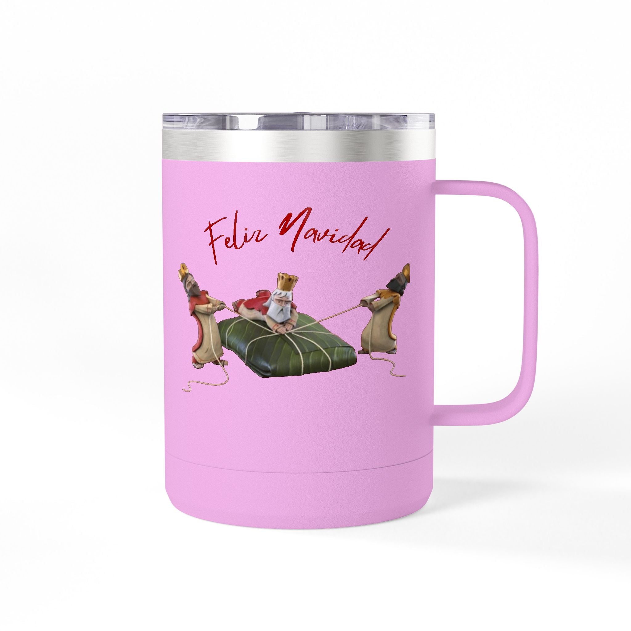 3 KINGS Holiday Travel Tumbler — 'Feliz Navidad' Dachshund Santa Design Coffee Cup for Fun Celebrations