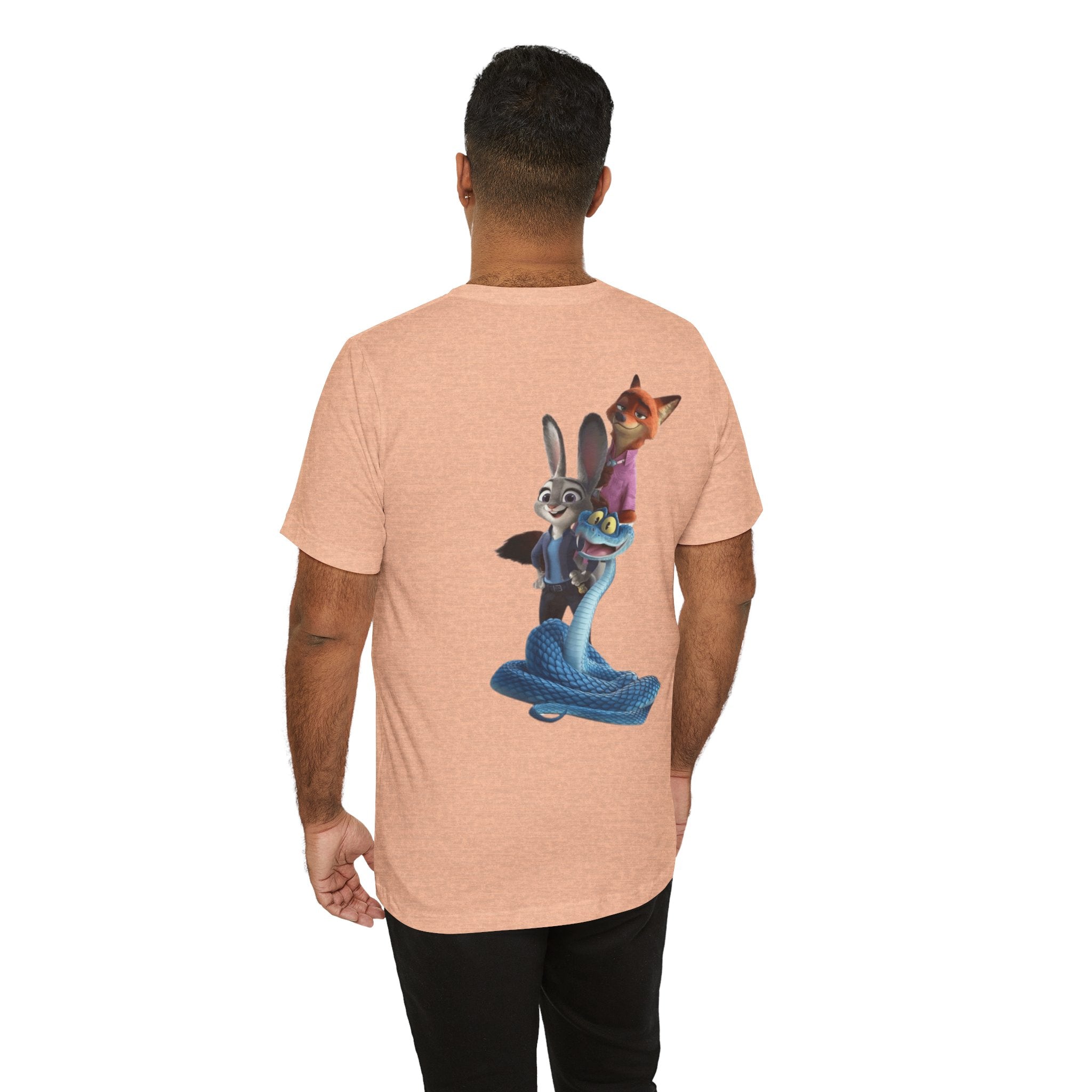 Animated Character Tee — Cute Fox & Bunny Stack Graphic T-Shirt  cartoon-style Christmas artwork