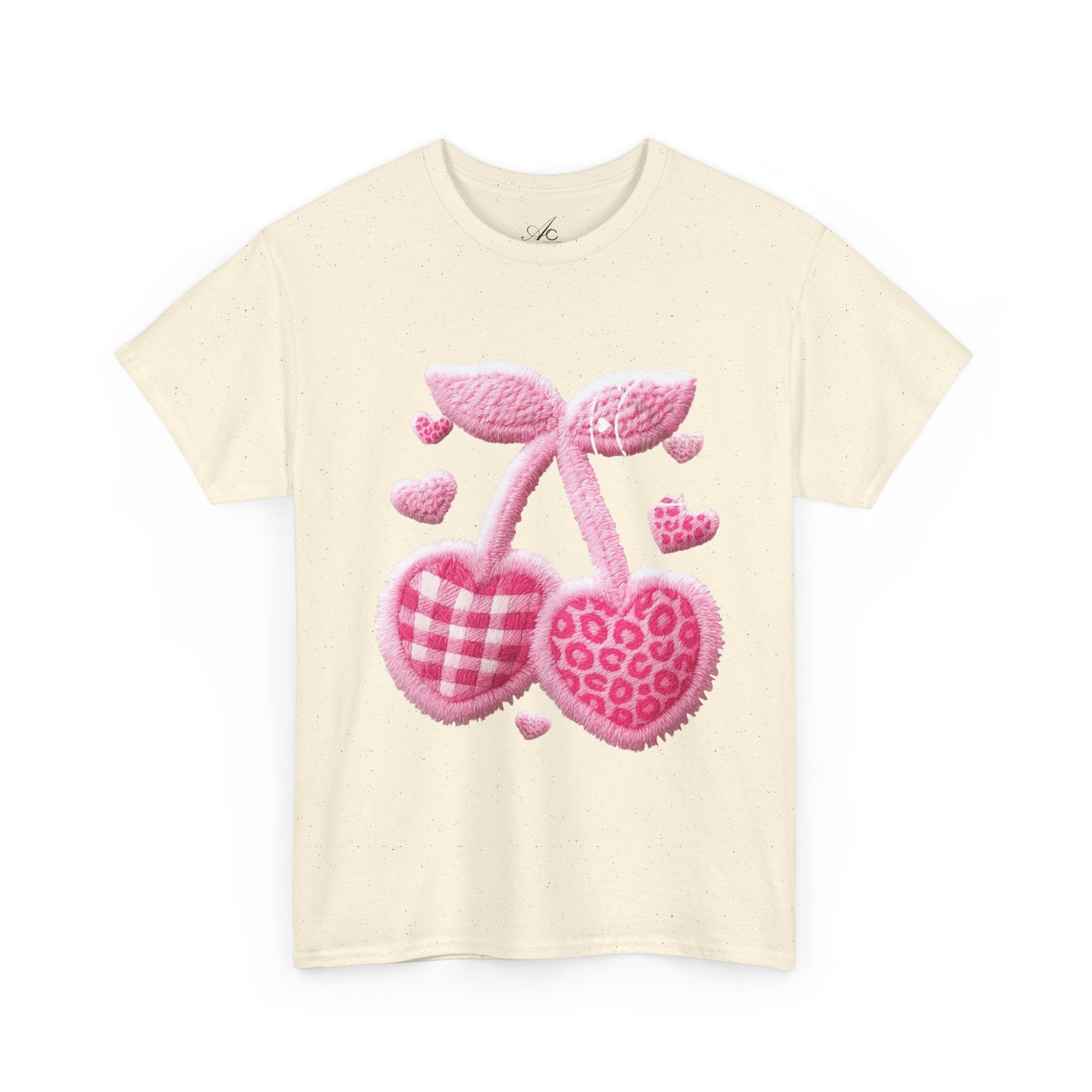 Pink Heart Cherries Tee  LOVE Graphic Valentine T-Shirt