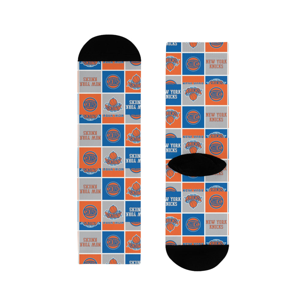 Basketball-Inspired Pattern Crew Socks — Retro Sports Sublimation Socks NY