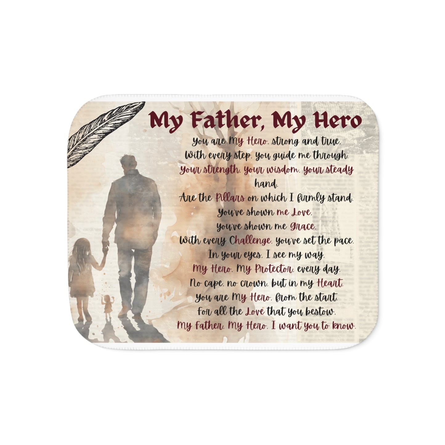 My Father, My Hero Sherpa Blanket - Cozy Gift for Dads, Father's Day, Birthdays, Family Love