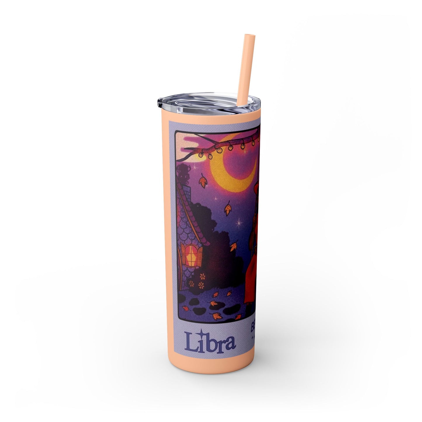 🎁 Spooky season gifts Enchanting Libra Skinny Tumbler with Straw | 20oz | Perfect for Halloween, Witchy Vibes, Astrology Lovers, Gift Idea, Custom Beverage Holder