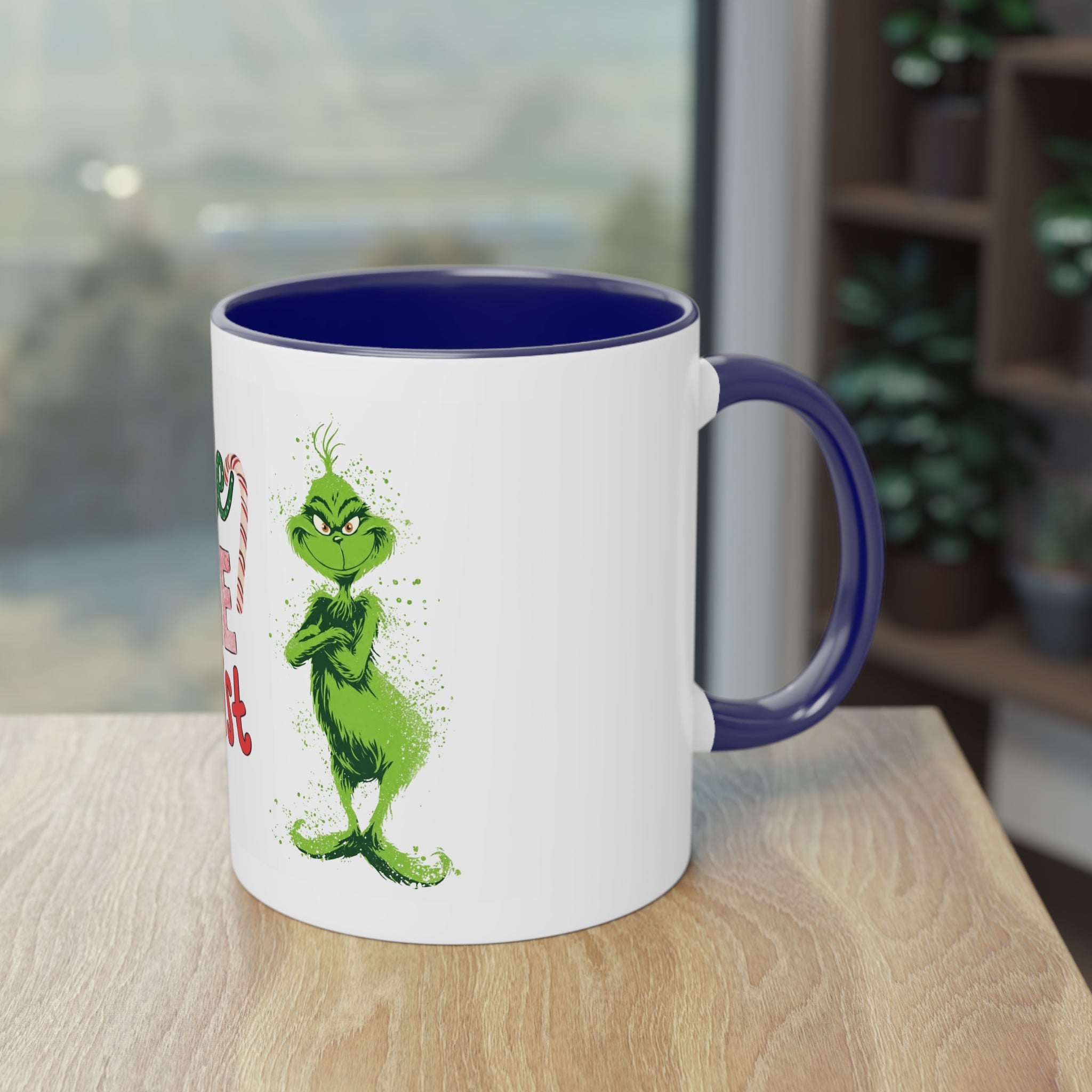 Cute Grinch Two-Tone Coffee Mug - Perfect for Holiday Cheer! Christmas Mugs Collection