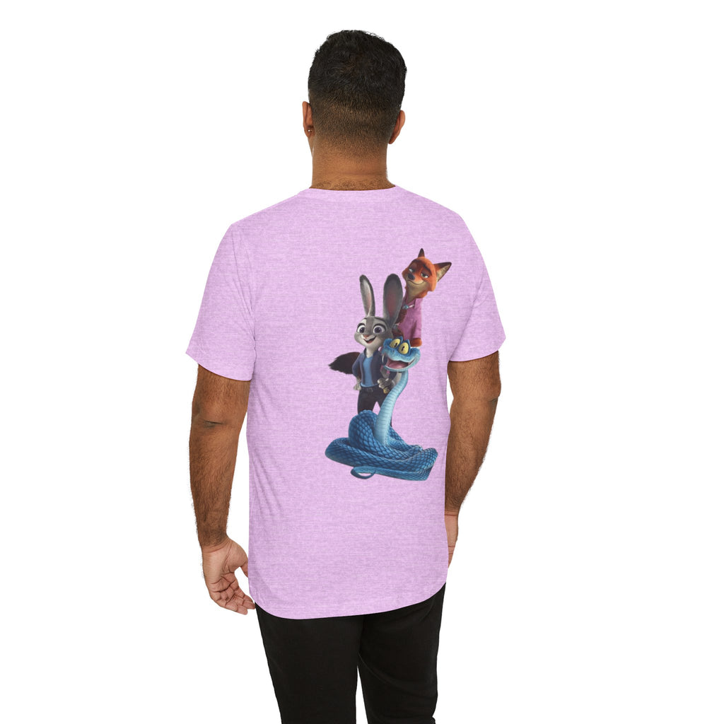 Animated Character Tee — Cute Fox & Bunny Stack Graphic T-Shirt  cartoon-style Christmas artwork