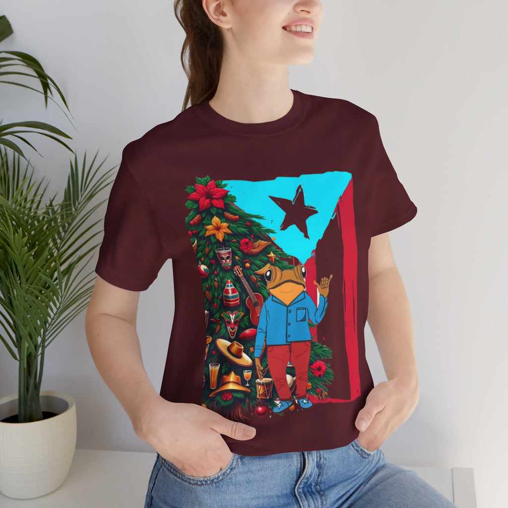Puerto Rico Holiday T-Shirt  Coquí by Christmas Tree Graphic Puerto Rico’s Navidades