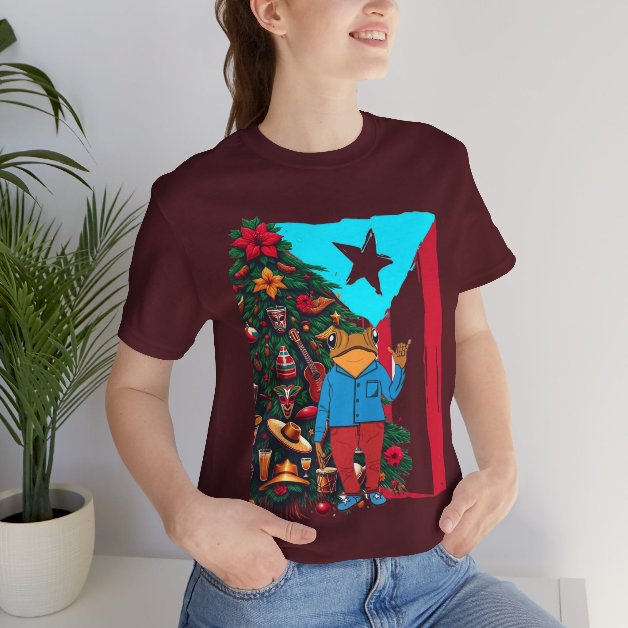 Puerto Rico Holiday T-Shirt  Coquí by Christmas Tree Graphic Puerto Rico’s Navidades