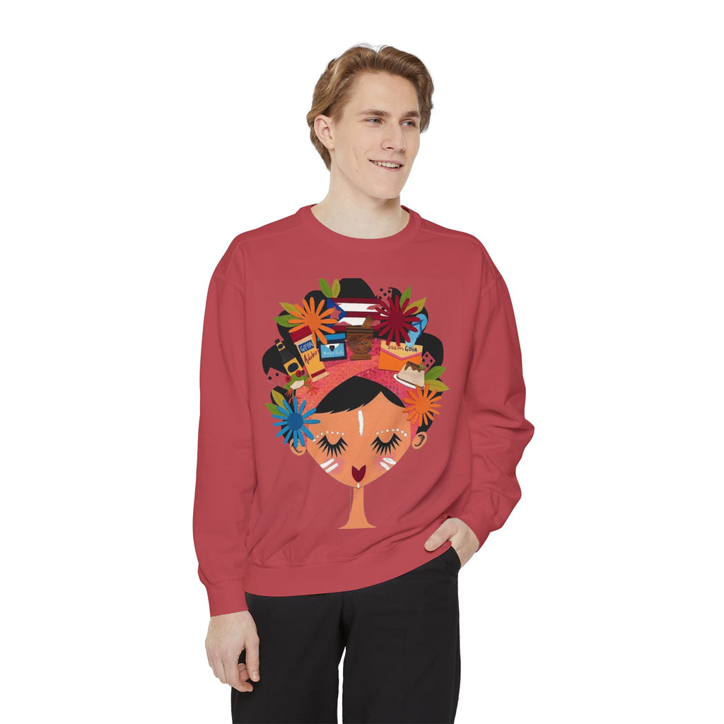 Floral Fiesta Sweatshirt — Colorful Tropical Woman Graphic Puerto Rico Navidades