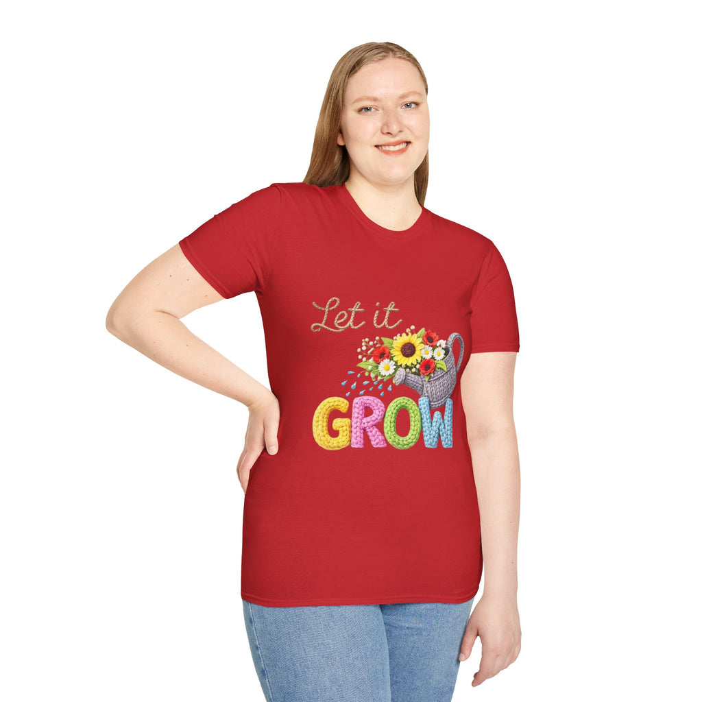 Let It Grow T-Shirt — Floral Watering Can Garden Tee