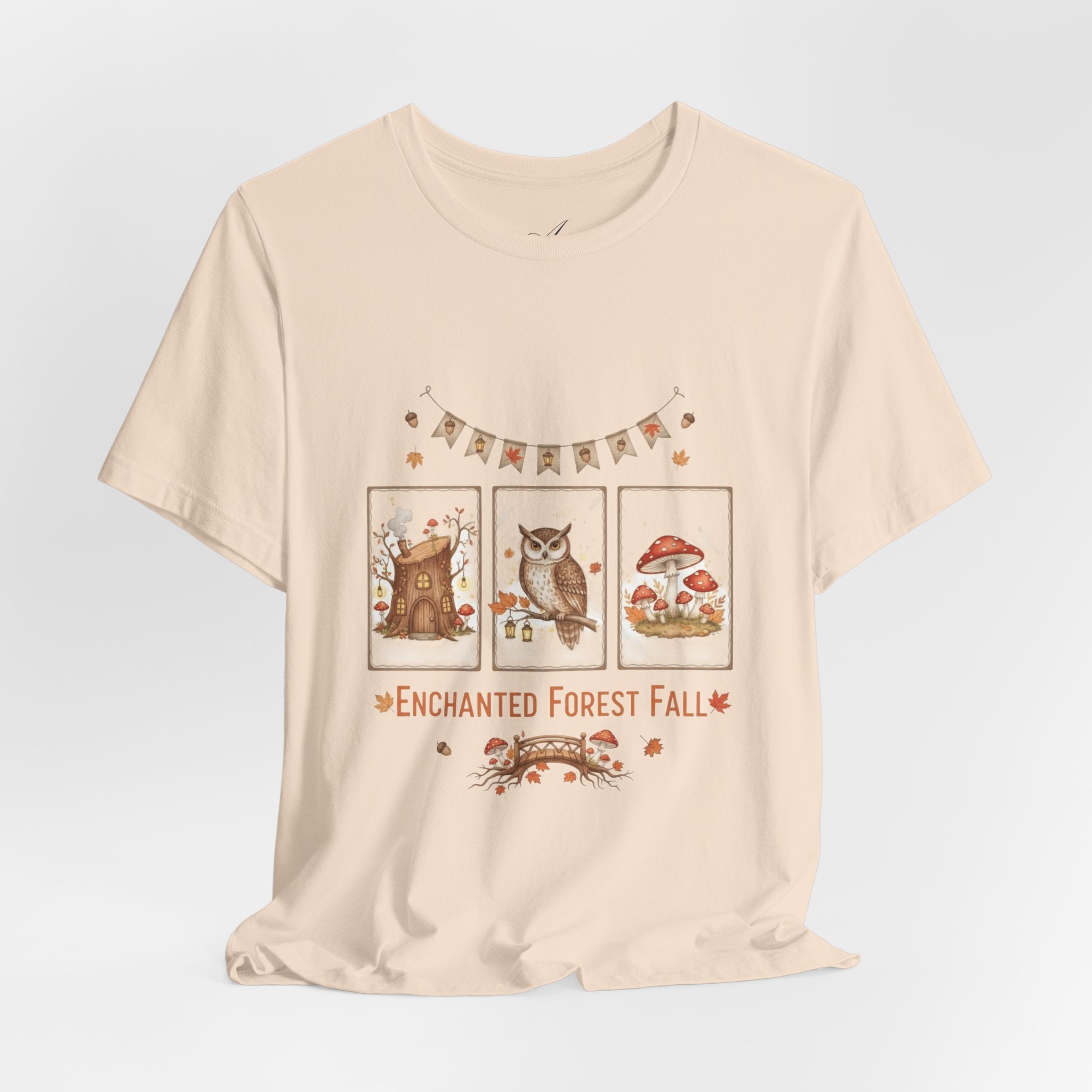 Enchanted Forest Fall Tee, Cute Owl Shirt, Autumn Graphic Tee, Nature Lover Gift, Cozy Fall Apparel, Wildlife T-Shirt, Unisex Fall Top