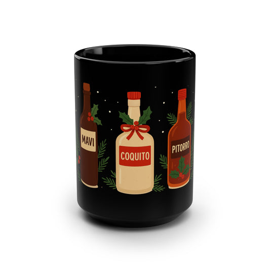 Herencia de Puerto Rico Mug Celebrate Boricua Culture, Pride & Flavor Festive Coquito Black Mug - 15oz Christmas Drinkware