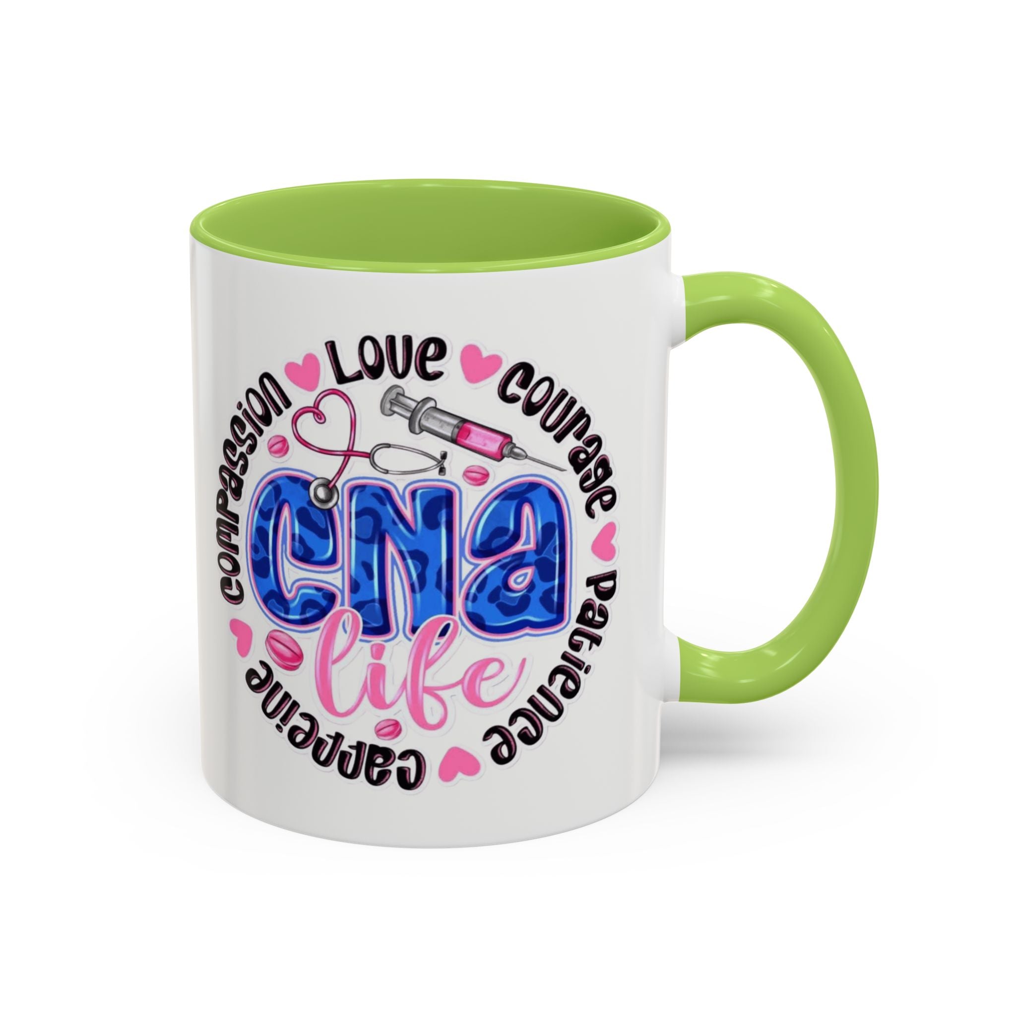 CNA Life Coffee Mug — Compassion, Courage & Patience Accent Mug (11/15oz) Medical Christmas Mug