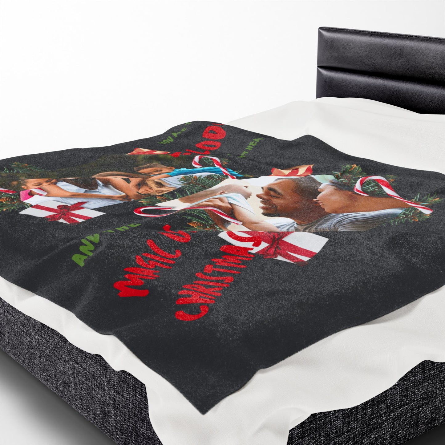 Personalized Christmas Photo Plush Blanket  “You Are the Melody of My Heart” Holiday Throw