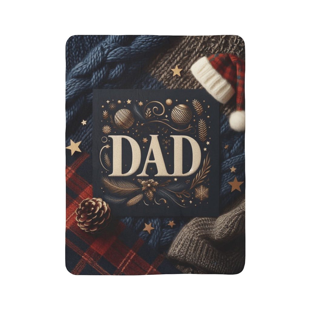 Dad Holiday Sherpa Blanket – Warm Cozy Fleece Throw for Christmas & Father’s Day Holiday Christmas Blanket,